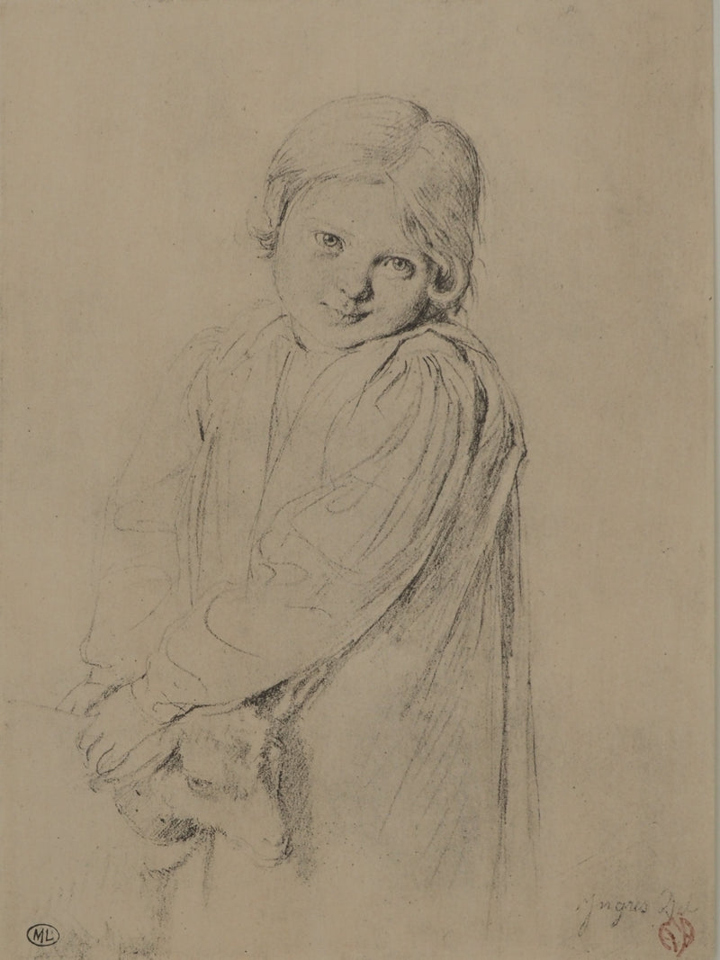 Jean-Auguste-Dominique INGRES : Enfant à la chèvre, Lithographie originale (photo de détail 2) - Crédit photo : Galerie Art.Paris