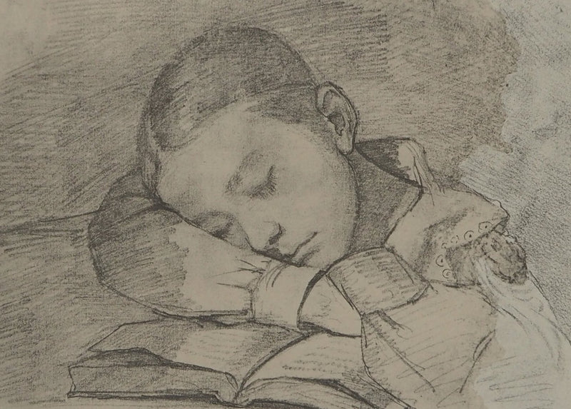 Gustave COURBET : Jeune fille endormie, Lithographie originale (photo de détail 2) - Crédit photo : Galerie Art.Paris