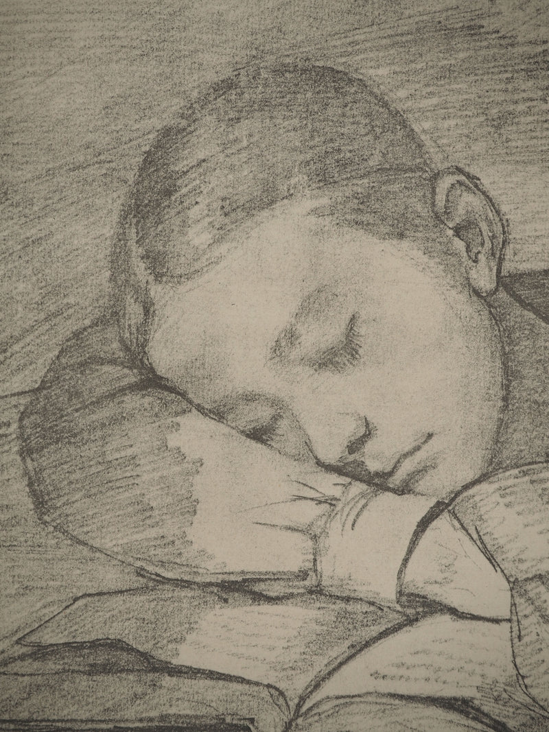 Gustave COURBET : Jeune fille endormie, Lithographie originale (photo de détail 3) - Crédit photo : Galerie Art.Paris