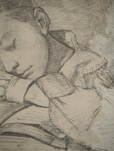 Gustave COURBET : Jeune fille endormie, Lithographie originale (photo de détail 4) - Crédit photo : Galerie Art.Paris