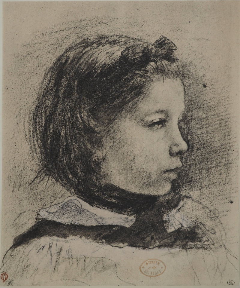 Edgar DEGAS : Petite fille attentive, Lithographie originale (vue générale) - Crédit photo : Galerie Art.Paris