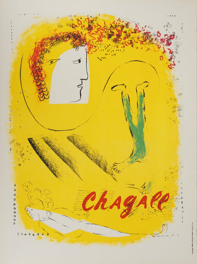 Marc CHAGALL : Acrobate sur fond jaune, Lithographie originale signée