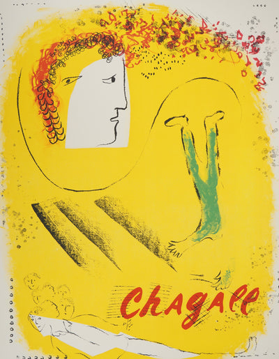 Marc CHAGALL : Acrobate sur fond jaune, Lithographie originale signée