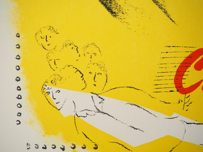 Marc CHAGALL : Acrobate sur fond jaune, Lithographie originale signée