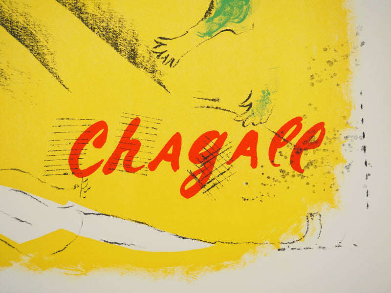 Marc CHAGALL : Acrobate sur fond jaune, Lithographie originale signée