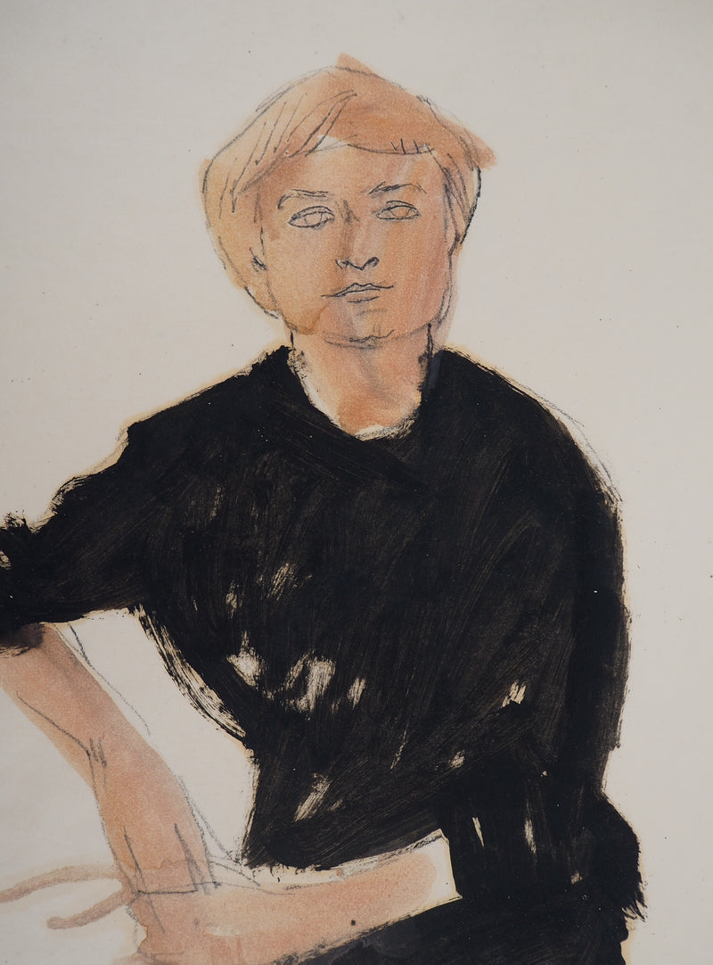 René GENIS : Portrait de Jacqueline, Dessin original signé