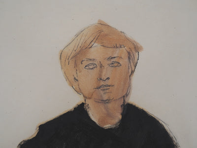 René GENIS : Portrait de Jacqueline, Dessin original signé
