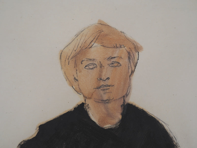 René GENIS : Portrait de Jacqueline, Dessin original signé