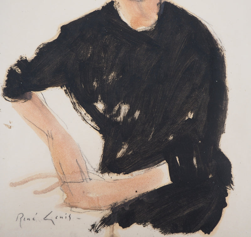 René GENIS : Portrait de Jacqueline, Dessin original signé