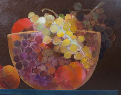 Pierre GARCIA-FONS : Fruits et miroir, Huile sur toile signée