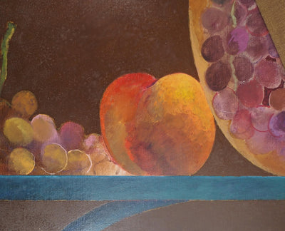 Pierre GARCIA-FONS : Fruits et miroir, Huile sur toile signée