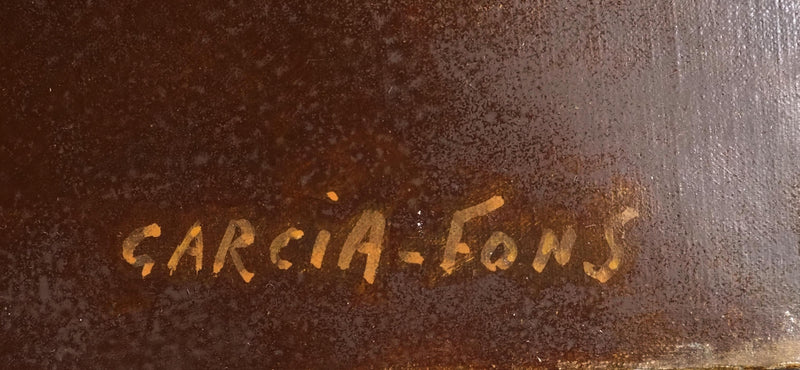 Pierre GARCIA-FONS : Fruits et miroir, Huile sur toile signée