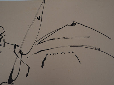 René GENIS : Pêcheur au bassin d'Arcachon, Dessin original