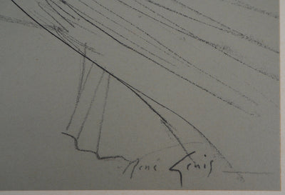 René GENIS : Jeune femme se reposant, Dessin original signé