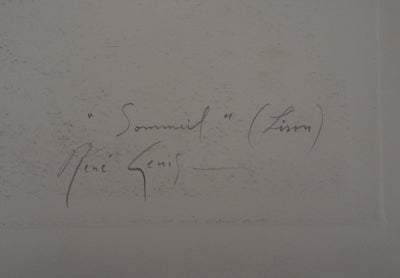 René GENIS : Jeune femme se reposant, Dessin original signé