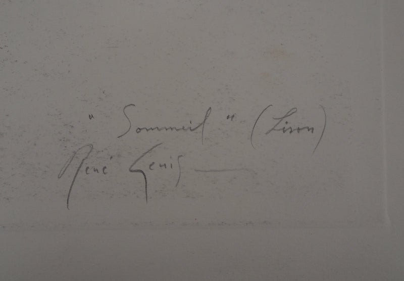 René GENIS : Jeune femme se reposant, Dessin original signé