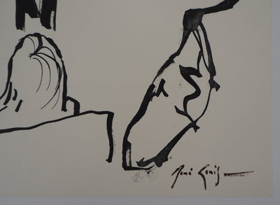 René GENIS : L'éléphant sur le fil, Dessin original signé