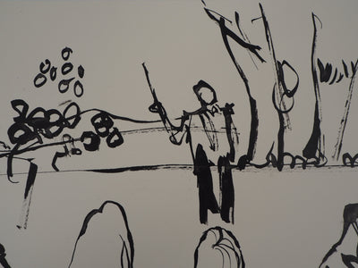 René GENIS : L'éléphant sur le fil, Dessin original signé