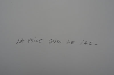 René GENIS : La voile sur le lac, Dessin original signé