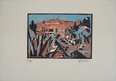 Jeannine HERVE : Maison en Provence , Gravure sur bois originale (photo de détail 3) - Crédit photo : Galerie Art.Paris