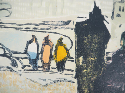 Georges ROUDNEFF : Jardin niçois et vue sur la Promenade des Anglais, Gravure sur bois originale (photo de détail 4) - Crédit photo : Galerie Art.Paris