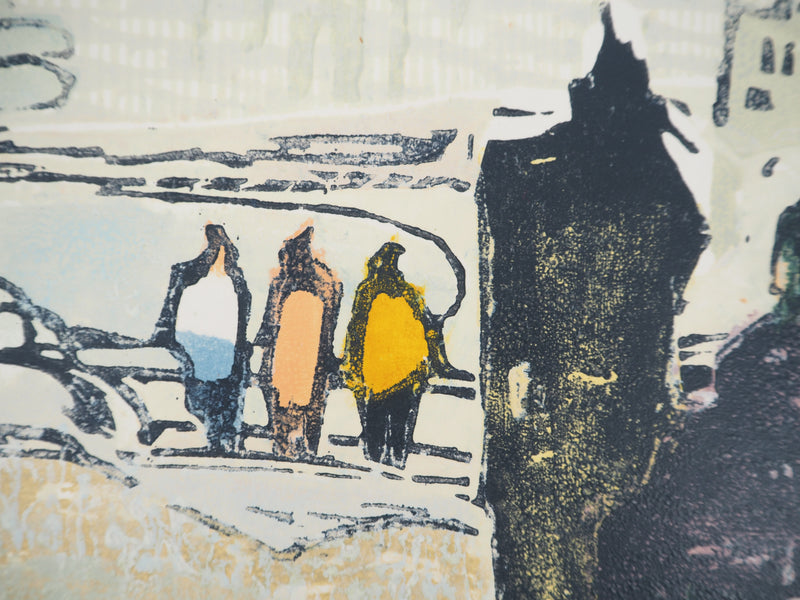 Georges ROUDNEFF : Jardin niçois et vue sur la Promenade des Anglais, Gravure sur bois originale (photo de détail 4) - Crédit photo : Galerie Art.Paris