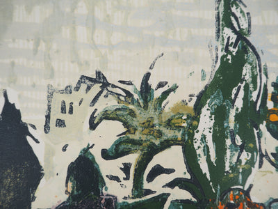Georges ROUDNEFF : Jardin niçois et vue sur la Promenade des Anglais, Gravure sur bois originale (photo de détail 5) - Crédit photo : Galerie Art.Paris