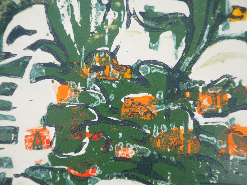 Georges ROUDNEFF : Jardin niçois et vue sur la Promenade des Anglais, Gravure sur bois originale (photo de détail 6) - Crédit photo : Galerie Art.Paris