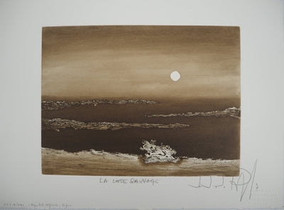 Jacques Jean Joachim RIGAL : Bretagne, La Côte sauvage, Gravure originale (vue générale) - Crédit photo : Galerie Art.Paris