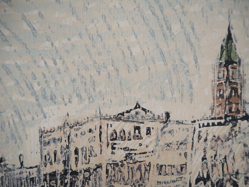 Georges ROUDNEFF : Le centre-ville, Gravure sur bois originale (photo de détail 6) - Crédit photo : Galerie Art.Paris