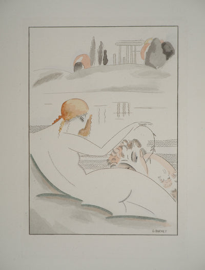 Gustave BUCHET : Les baigneuses antiques, Gravure originale (vue générale) - Crédit photo : Galerie Art.Paris