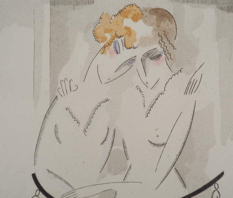 Gustave BUCHET : Les jeunes filles au balcon, Gravure originale (photo de détail 4) - Crédit photo : Galerie Art.Paris