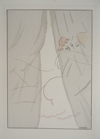 Gustave BUCHET : L'étreinte dissimulée, Gravure originale (vue générale) - Crédit photo : Galerie Art.Paris