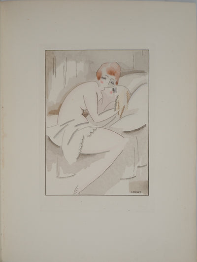 Gustave BUCHET : Les deux amies, Innocence et découverte, Gravure originale (photo de détail 3) - Crédit photo : Galerie Art.Paris