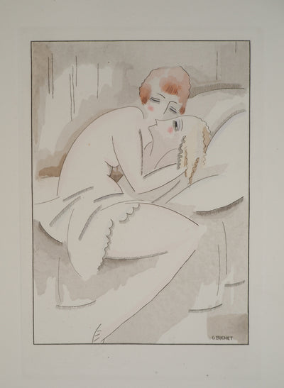 Gustave BUCHET : Les deux amies, Innocence et découverte, Gravure originale (vue générale) - Crédit photo : Galerie Art.Paris