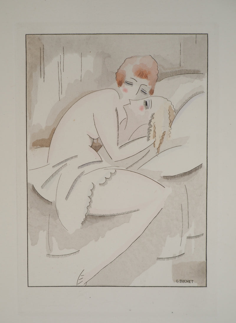 Gustave BUCHET : Les deux amies, Innocence et découverte, Gravure originale (vue générale) - Crédit photo : Galerie Art.Paris