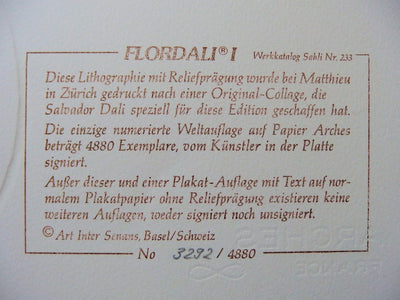 Salvador DALI : Flordali, Lithographie originale (photo de détail 4) - Crédit photo : Galerie Art.Paris