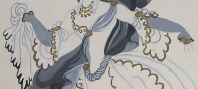 ERTE : Femme à la traine grise, Gouache originale signée
