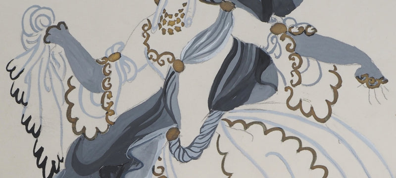 ERTE : Femme à la traine grise, Gouache originale signée