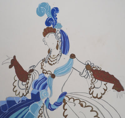 ERTE : Grande robe de bal, Gouache originale signée