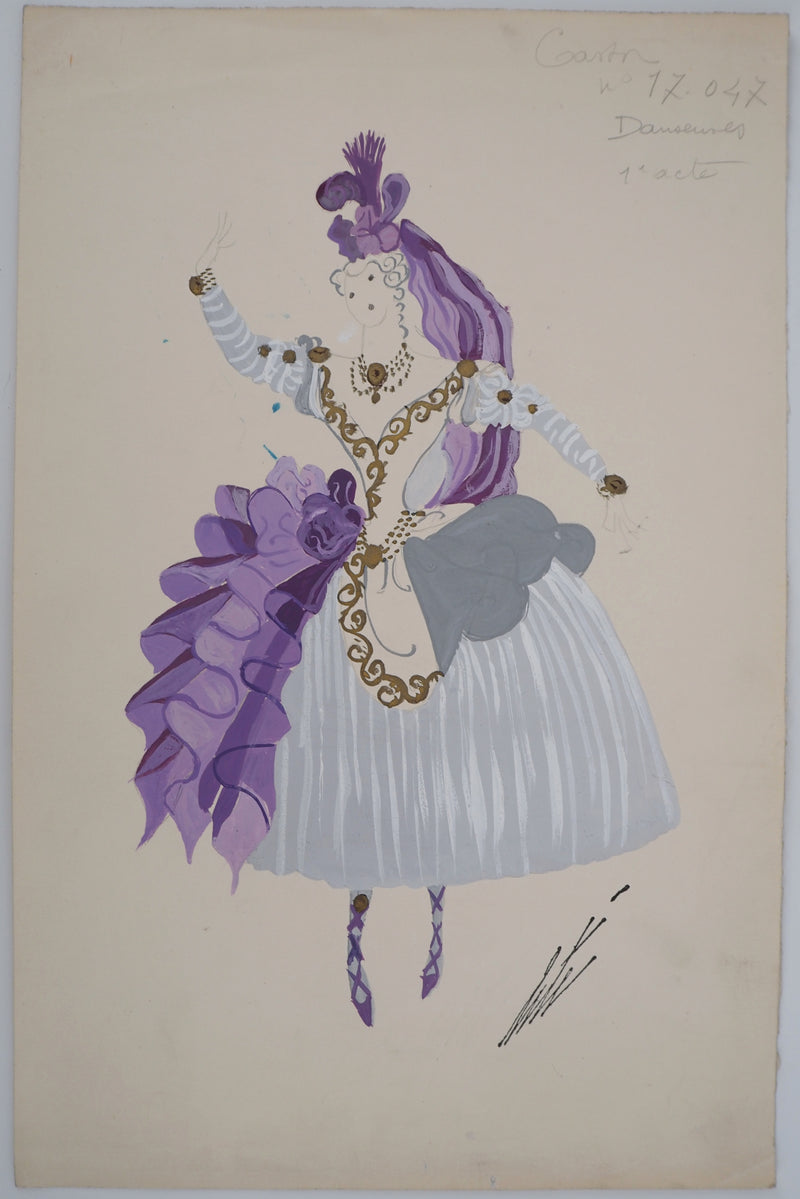 ERTE : Danseuse sur les pointes, Gouache originale signée