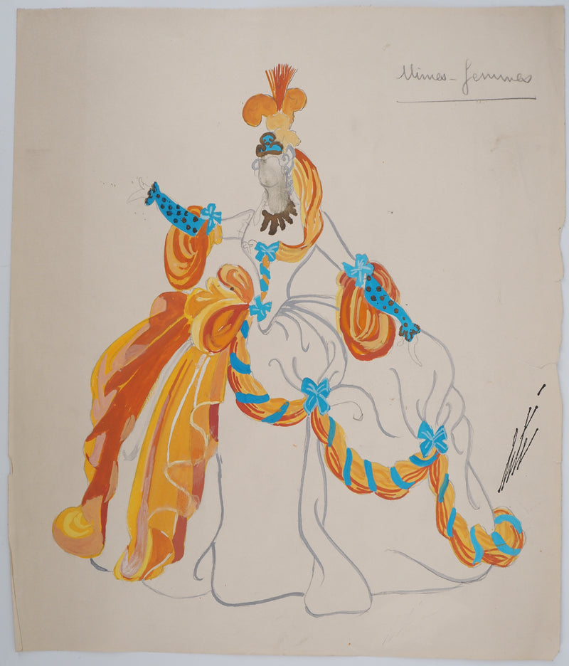 ERTE : La reine du bal, Gouache originale signée