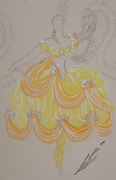ERTE : Danseuse des plaisirs célestes, Gouache originale signée