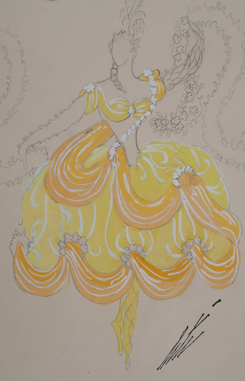 ERTE : Danseuse des plaisirs célestes, Gouache originale signée