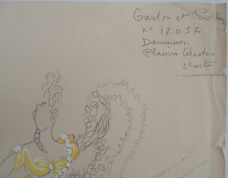 ERTE : Danseuse des plaisirs célestes, Gouache originale signée