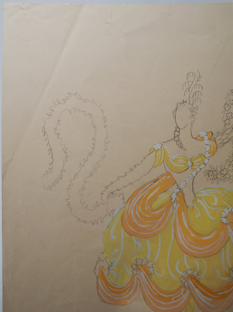 ERTE : Danseuse des plaisirs célestes, Gouache originale signée