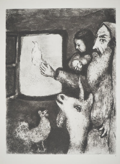 Marc CHAGALL : Noé lâche la colombe, Héliogravure originale (vue générale) - Crédit photo : Galerie Art.Paris