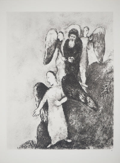 Marc CHAGALL : Abraham reconduit les trois anges, Héliogravure originale (vue générale) - Crédit photo : Galerie Art.Paris