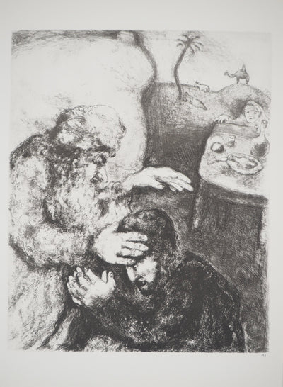 Marc CHAGALL : Isaac bénit Jacob, Héliogravure originale (vue générale) - Crédit photo : Galerie Art.Paris