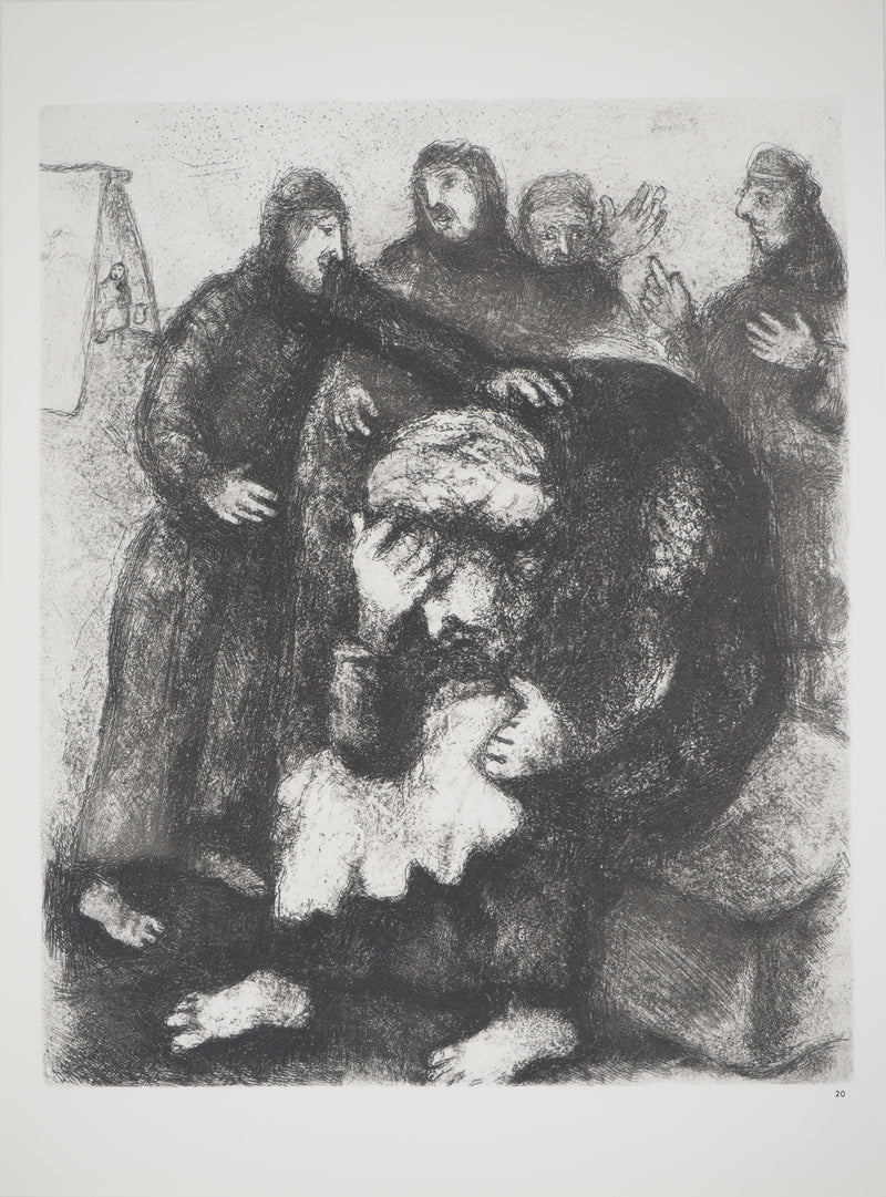 Marc CHAGALL : Jacob dévasté par la disparition de son fils, Héliogravure originale (vue générale) - Crédit photo : Galerie Art.Paris